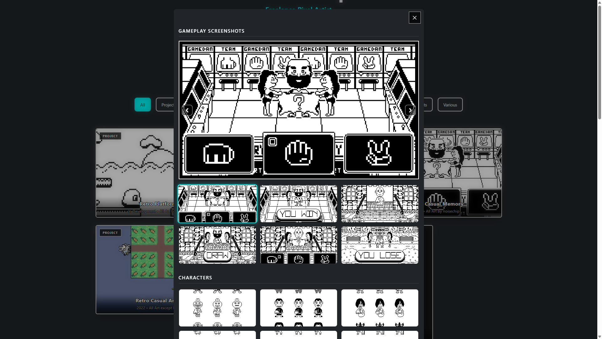 Noisechip pixel artist portfolio preview